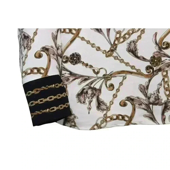 Joseph Ribkoff Blouse Size 10 Equestrian Gold Chain Career Business Casual - Picture 9 of 13